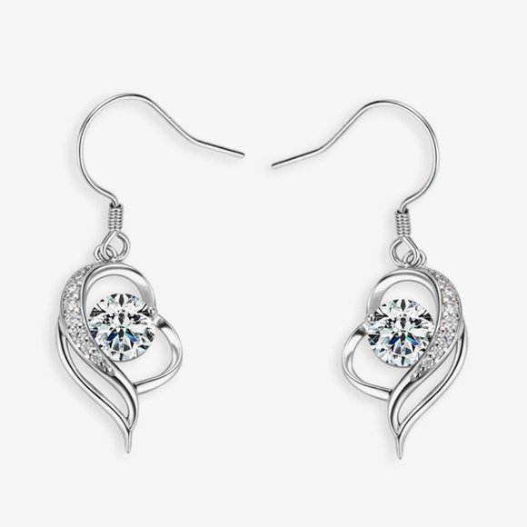 925 Sterling Silver Platinum-Plated Moissanite Drop Earrings For Women - Picture 3 of 5